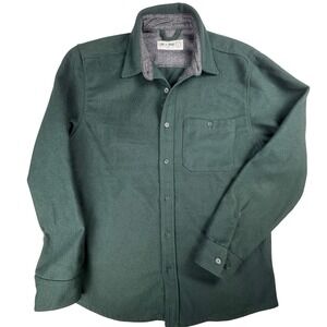 Line of Trade Mens Wool Blend Shirt Jacket Forest Green Button Front Large